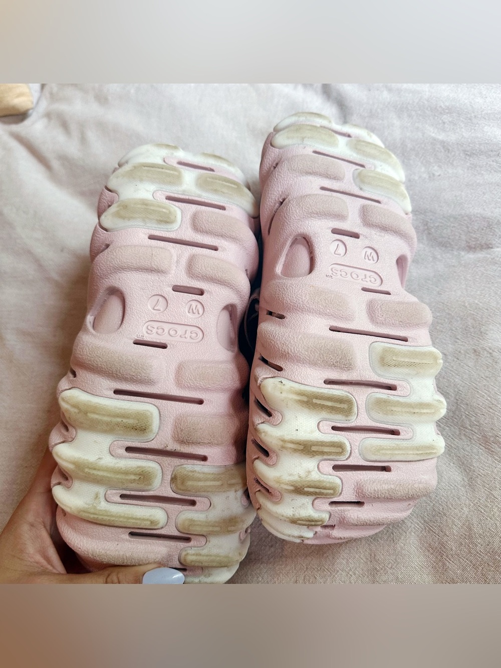 Crocs Echo Mary Jane clogs slides in pink and white cotton candy women’s 7 - Picture 12 of 13